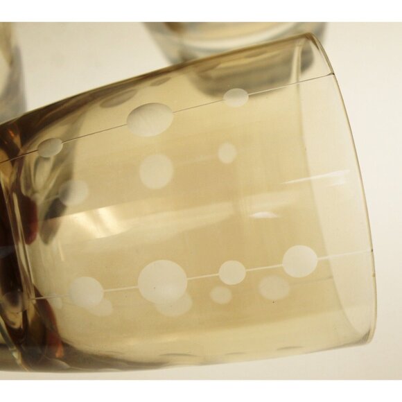5 Lowball Amber gold Lusterware Etch Circle Glasses Drinking Polka Dot Drinkware - Picture 5 of 5